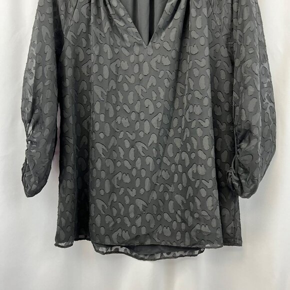 WHBM Womens Textured Top 3/4 Sleeve Black Size Medium Lined - Picture 4 of 7
